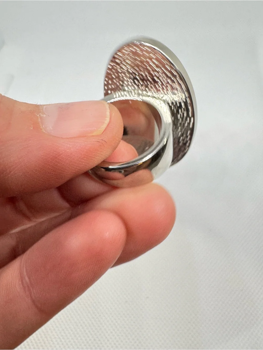 Large Genuine Tiger’s Eye Oval Statement Ring Silver Tone Size 6.5